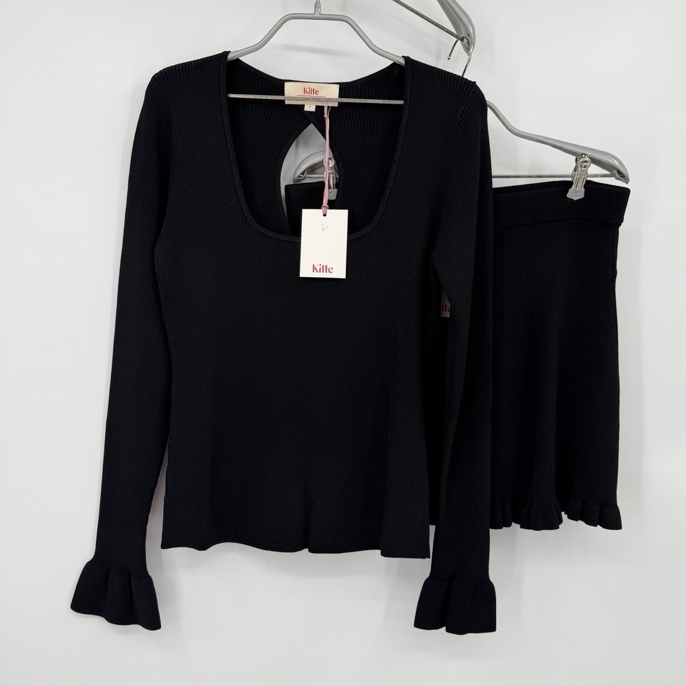 Kilte Collection Nelly Long Sleeve Top & Raleigh Ruffle Skirt in Black 3 L/XL